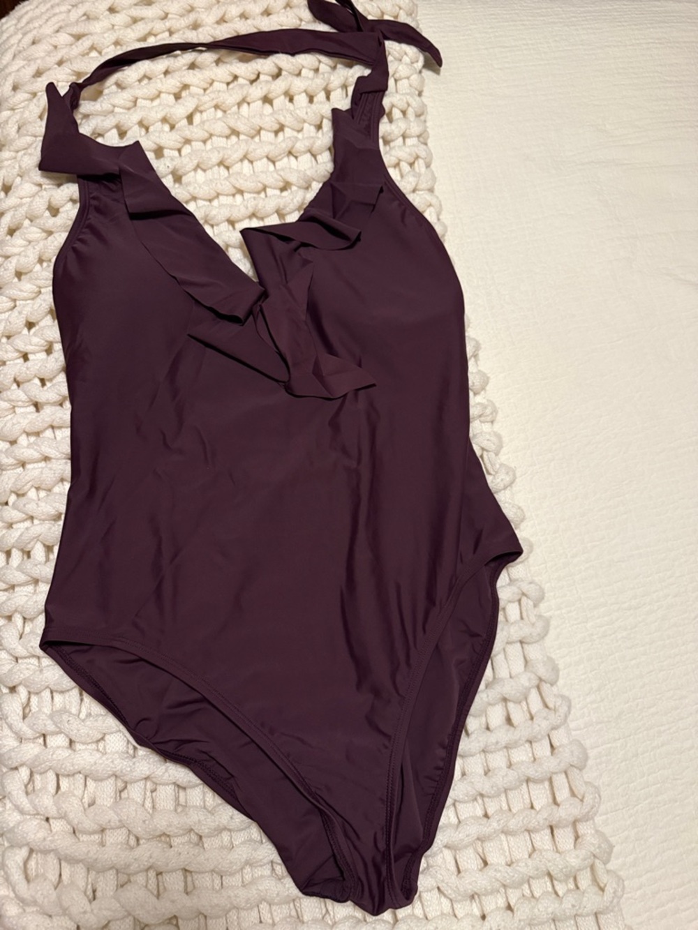 Bleu Rod Beattie Plum Ruffle One-Piece Swimsuit